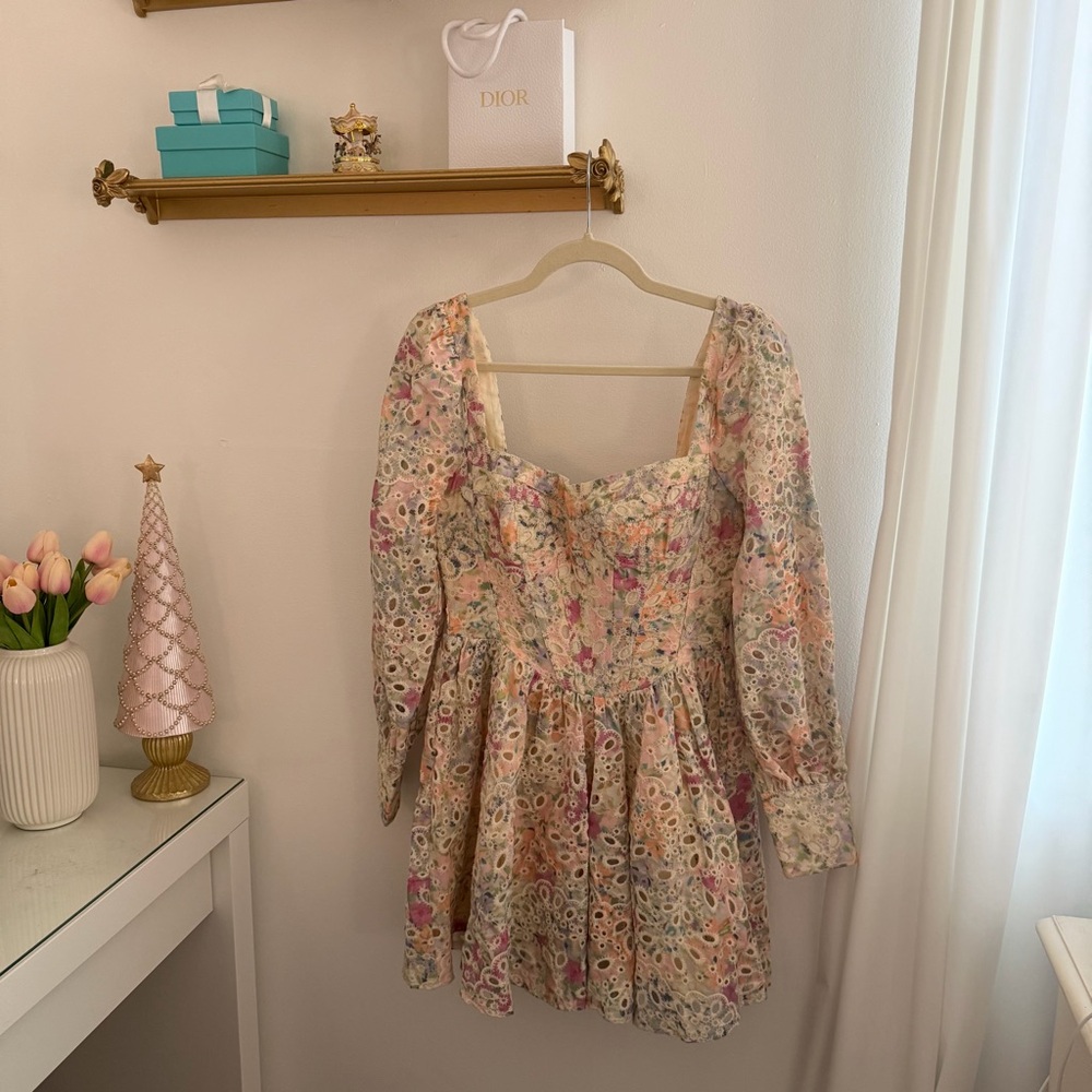 Bardot Lila Flounce Dress in Pastel Floral
